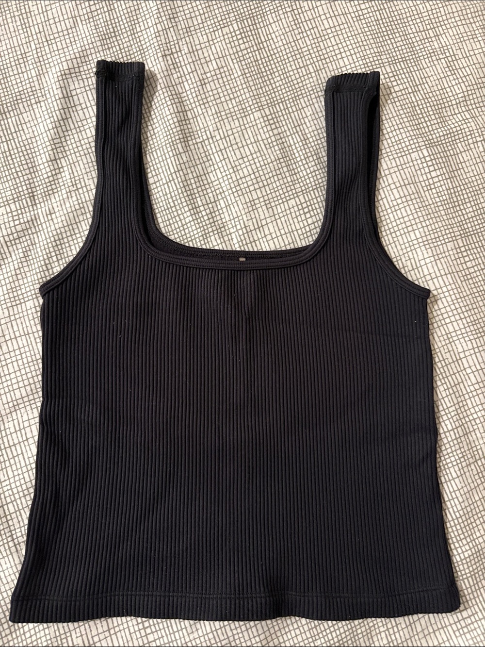 Dynamite Black Ribbed Square Neck Tank Top